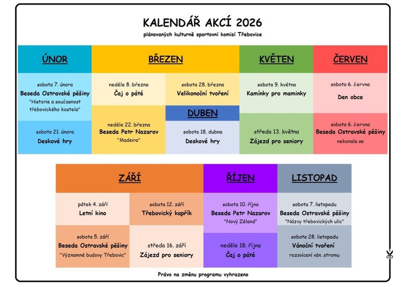 Kalendář kulturních akcí 2026