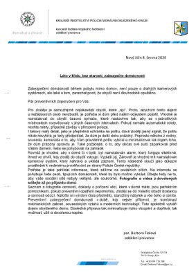 LÉTO V KLIDU, BEZ STAROSTÍ, ZABEZPEČTE DOMÁCNOSTI