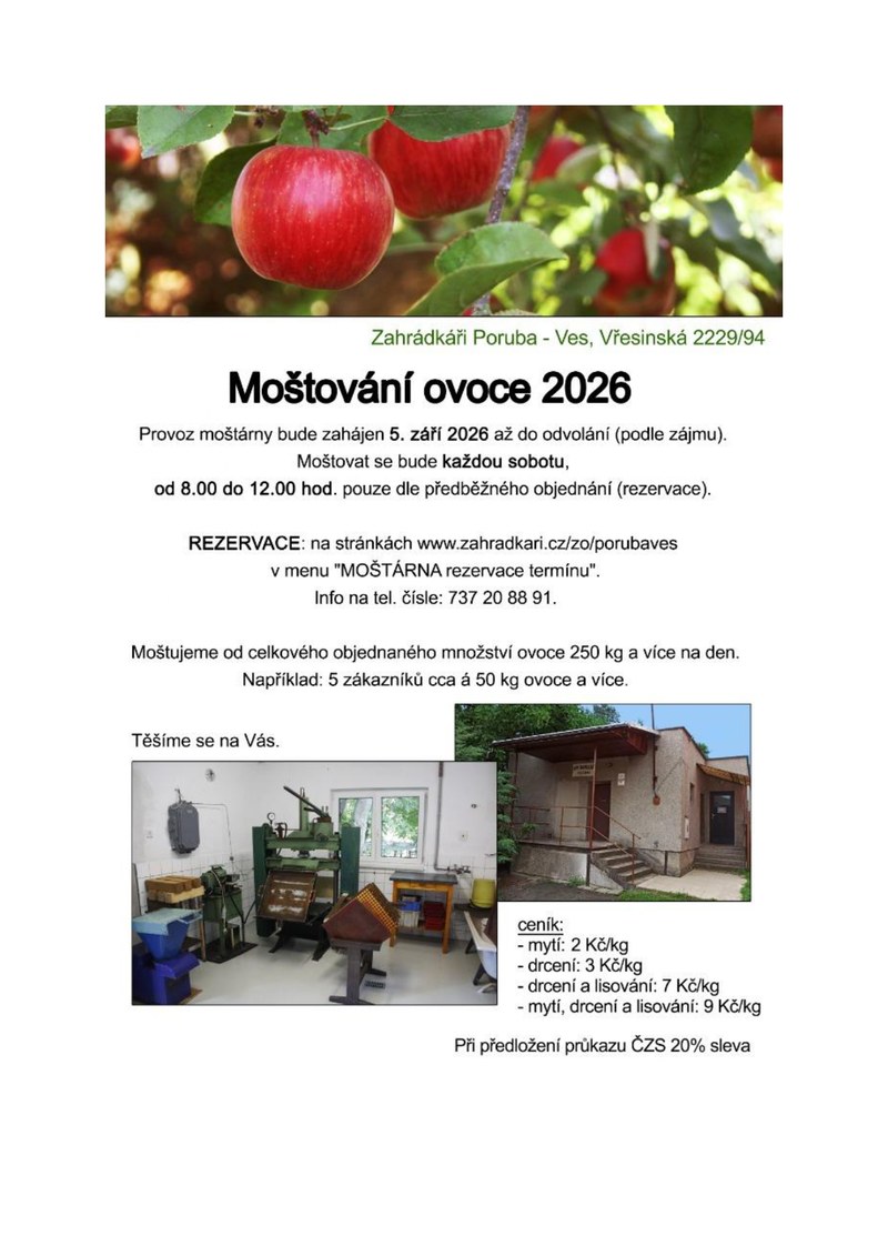 Moštování ovoce 2026